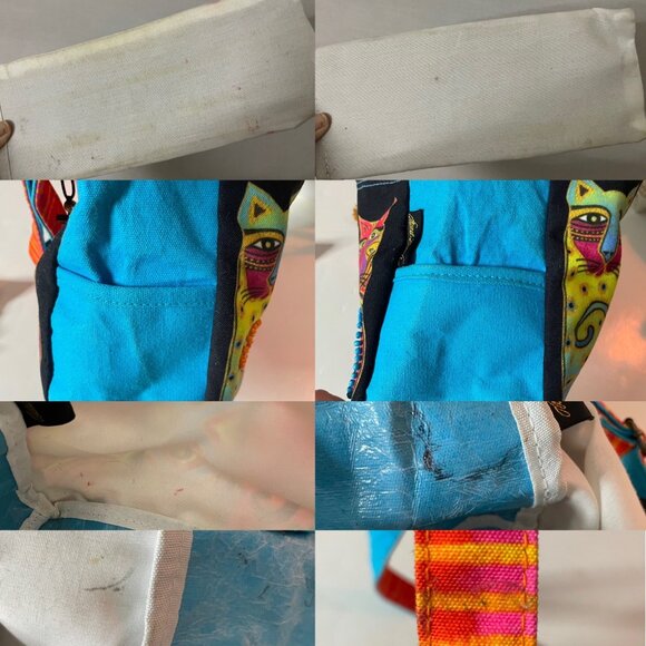 Laurel Burch Vibrant Cats Crossbody Bag Tassel Charm Beaded Sequins Art to Wear - Picture 8 of 10